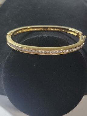 Swarovski Gold Tone Crystal Pavé Bangle Bracelet - Women Jewelry